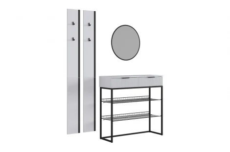 Прихожая "Мебельсон К20" (1502х335х1750) Mebelson (ЛДСП,Пластик,Металл,Зеркало,МДФ/Светлое дерево,Черный) арт.ПК0020Мебельсон.3567