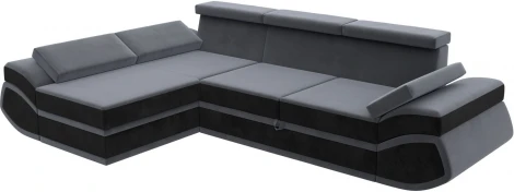 Диван угловой Лига-032 левый угол (Серый,Черный/Велюр) Лига Диванов арт.121647L