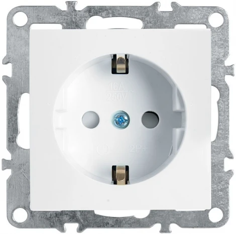 Розетка с заземлением и шторками (белый) Stekker Эрна 39317