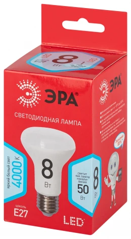 Лампочка светодиодная E27 8W ЭРА LED R63-8W-840-E27 R