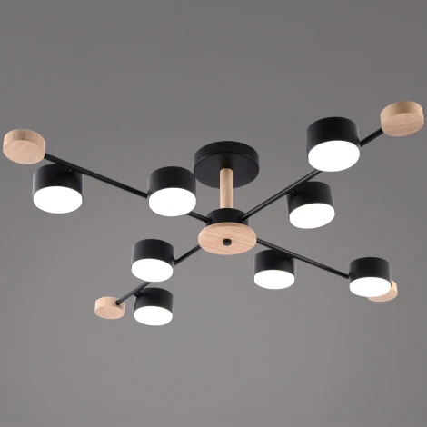 Потолочная люстра на штанге Reluce 03751-0.3-08 BK+WOOD GX53