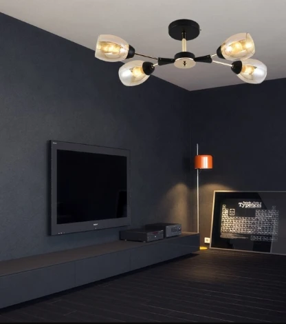 Потолочная люстра на штанге Seven Fires Inesh SF3368/4C-BK-FGD-AM