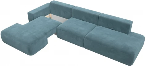 Диван угловой Лига-036 НПБ Модерн Лонг левый угол (Бирюзовый/Велюр) Лига Диванов арт.121425L