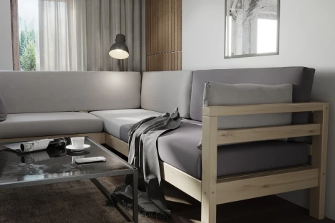 Диван Arsko Домино У сосна велюр светло-серый/темно-серый