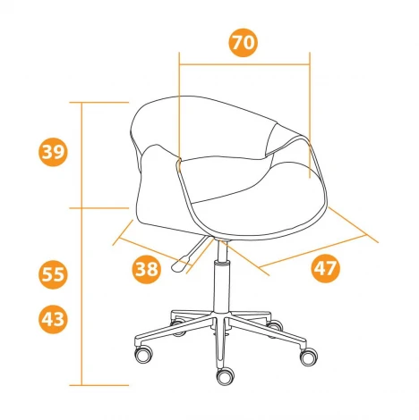 Кресло BEND орех, кож/зам черный