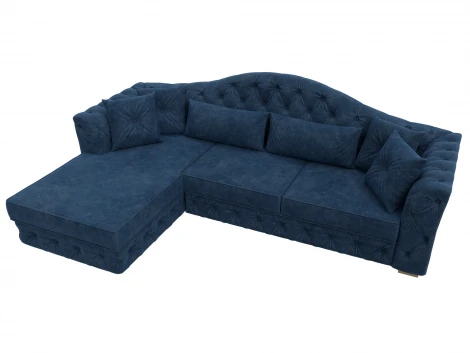 Диван угловой Артис левый угол (Брус,Рейка/Пластик/Велюр/Синий) Лига Диванов 128027L