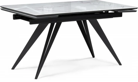 Стол стеклянный Notta Дарвин 140(200)х80 белый мрамор / черный арт.612177