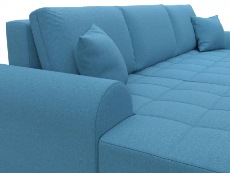 Диван угловой Лига-080 угол левый (ДСП/Пластик/Рогожка/Голубой) Лига Диванов 134743L