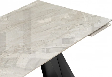 Стеклянный стол Хорсборо (Хорсборо 140(200)х80х79 dyna fantasico grey / черный) Woodville арт.588009