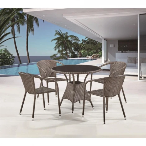 Комплект плетеной мебели Afina T197ANS-W53/Y137C-W53 Brown 4Pcs