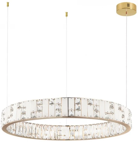 Подвесной светильник Odeon Light Crossa 5072/100L золото/прозрачный/белый/металл/хрусталь/алебастр LED 100W 3700K (220V, кольцо)