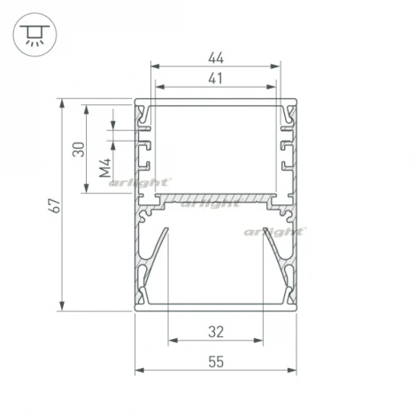 Профиль с экраном ALU-LINE-DUO-2000 ANOD+OPAL (Алюминий) 024188 Arlight