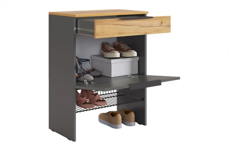 Прихожая "Баско К8" Mebelson (ЛДСП/Графит,Дуб крафт золотой,Черный) арт.ПК08Баско.3423