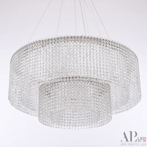Подвесная люстра светодиодная APL LED Sicilia SH02.73.2D.A.Ni.4000 (220V, хрусталь, на тросе)