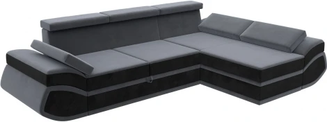 Диван угловой Лига-032 правый угол (Серый,Черный/Велюр) Лига Диванов арт.121647