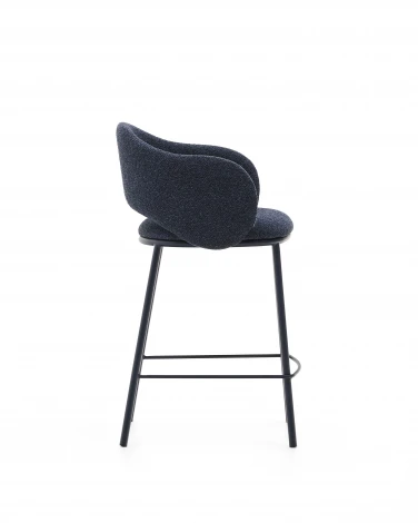 Полубарный стул Maina из синей ткани и стальными ножками с синей отделкой 65 арт.209177