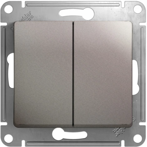 Выключатель встраиваемый двухклавишный (платина) Systeme Electric Glossa GSL001251