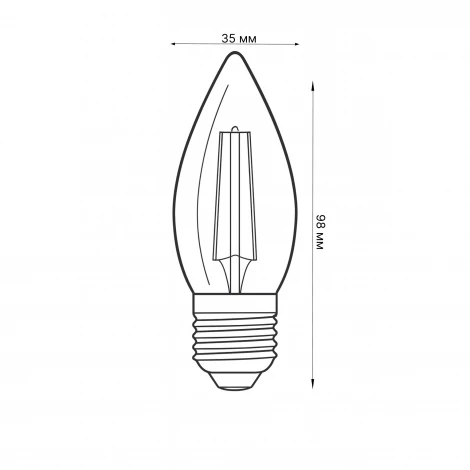 Лампа светодиодная, форма "свеча", прозрачная, белый свет 4000K Volpe Optima Филамент LED-C35-5,5W/4000K/E27/CL/SLF