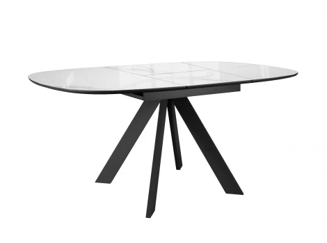 Стол DikLine BK100 Керамика Carrara Gloss (мрамор глянец белый)/подстолье черное/опоры черные 00-00085044