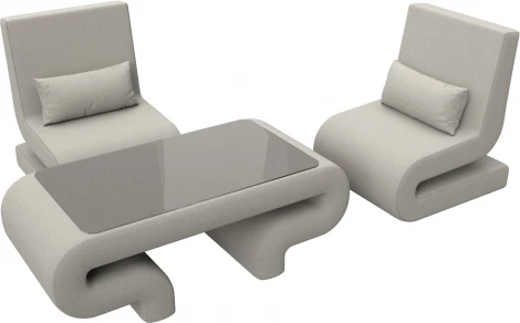 Набор Волна-3 (стол, 2 кресла) (Бежевый/Рогожка) Лига Диванов арт.125783