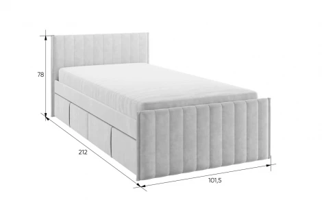 Кровать с ящиками Твикс 90х200 см Mebelson (ДСП,Велюр/Графит) арт.171565,2171