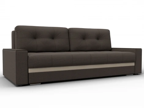 Диван прямой с декором Лига-096 НПБ (ДВП,ДСП,ЛДСП,Брус,Фанера/Пластик/Рогожка,Экокожа/Коричневый,Бежевый) Лига Диванов 132568