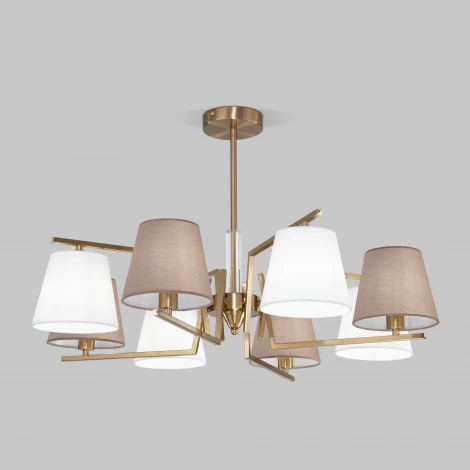 Потолочная люстра Wi-Fi на штанге Eurosvet Ozark 60149/8 латунь (220V, управление смартфоном, голосовое управление, умный дом - Minimir Home, Алиса, Маруся, Салют)