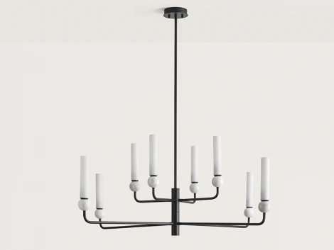 Потолочная люстра на штанге черный металл, белый мрамор Aromas del Campo Delie C1224/8 Matt black / White marble