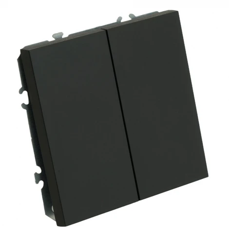 Переключатель двухклавишный перекрестный (черный уголь, soft touch) Stekker Эмили 50167