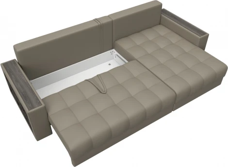 Диван угловой с декором и полкой Лига-050 НПБ Лига Диванов (Экокожа) арт.128602