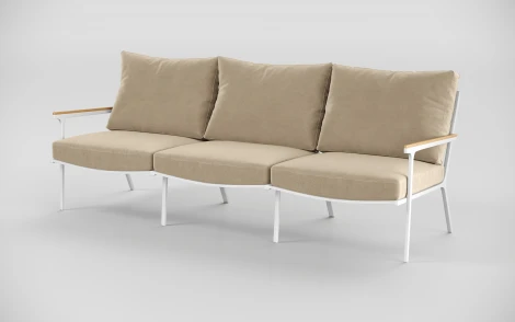 Комплект садовой мебели Gardenini Premium Calma Long (Алюминий,Тик,Ткань/Белый,Бежевый) арт.LPCLM.020200.S3