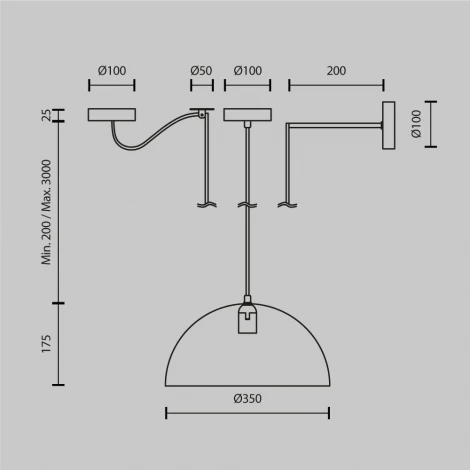 Подвесной светильник Maytoni Basic colors MOD168PL-01B (220V, на проводе)