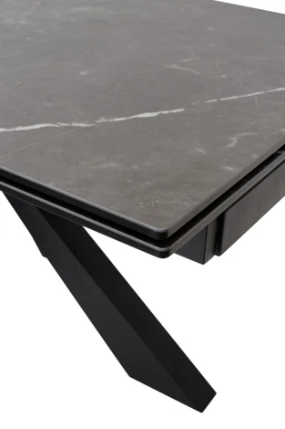 Обеденный стол M-City ALEZIO 160 KL-135 Темно-серый мрамор матовый, итальянская керамика/ BLACK