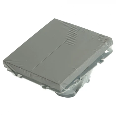 Переключатель двухклавишный перекрестный (платиново-серый, soft touch) Stekker Эмили 50166