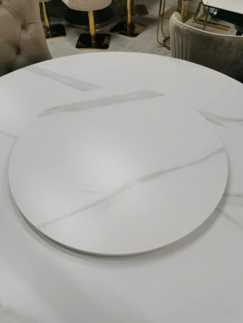 Стол обеденный IST-CASA Мелоди DT-018L, 140х140х75 см, белый мрамор/серебро