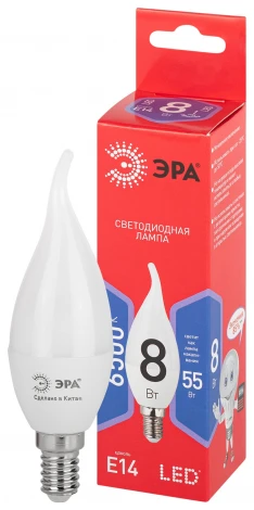 Лампочка светодиодная E14 8W ЭРА LED BXS-8W-865-E14 R