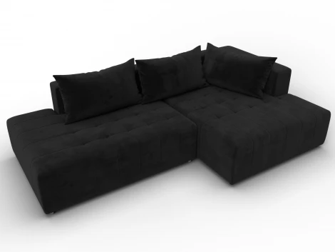 Диван угловой Лига-103 НПБ угол правый (ДСП,Брус,Фанера,Велюр/Черный) Лига Диванов 134819