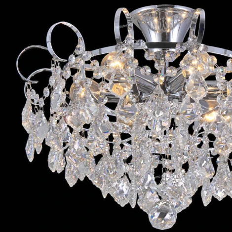 Люстра потолочная хрустальная Kovaltseva Happy Diamonds, 6 ламп, хром с прозрачным