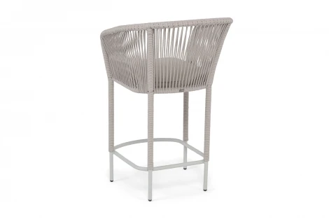 "Марсель" стул полубарный плетеный из роупа, каркас из стали светло-серый (RAL7035) муар, роуп бежевый круглый, ткань Mossle бежевая, пос.H65 4SIS MAR-BCH-st001/65 RAL7035 Mua beige(beige160)