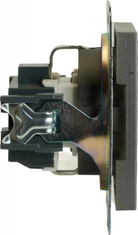 Розетка с заземлением и шторками (графит) Stekker Катрин 49423