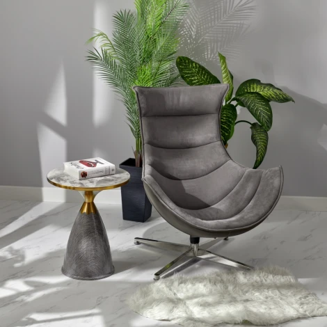 Кресло Bradexhome LOBSTER CHAIR серый искусственная замша, серый