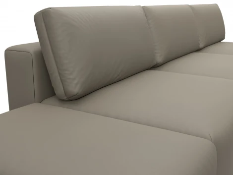 Диван прямой модульный с пуфом Лига-060 НПБ Лонг (ЛДСП,Брус,Фанера/Пластик/Экокожа/Бежевый) Лига Диванов 130056