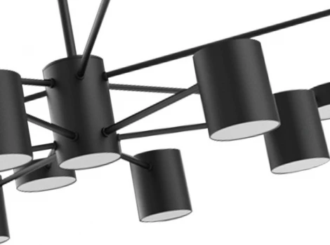 Потолочная люстра на штанге диммируемая Kink Light Мекли 07649-13D,19 черный Led 7*12W+6*16W с пультом ДУ (220V)