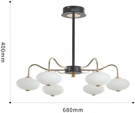 Потолочная люстра светодиодная на штанге Arte Milano Neapol-73908 273908/6 BK/GD (220V)