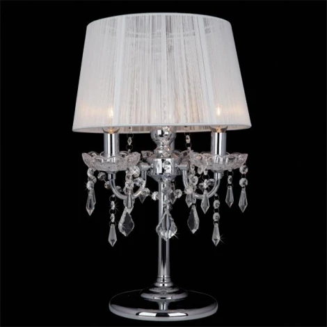 Интерьерная настольная лампа Eurosvet 2045 2045/3T хром/белый (220V, подвески, выключатель, подсвечник, свеча)