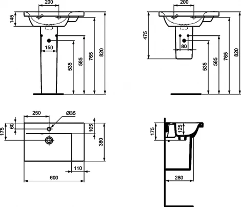 Раковина Ideal Standard Connect Space  R