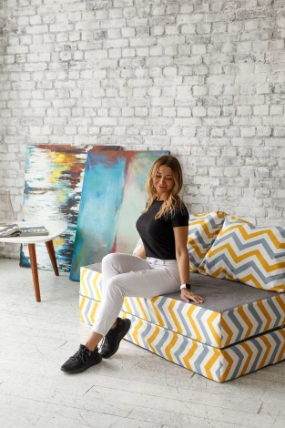 Бескаркасный диван Dreambag PuzzleBag Скандинавия Желто-Серый XL 4924100