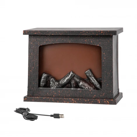 Световая фигура «Камин» с эффектом пламени, питание от батареек 3АА (не в/к) или USB (в/к) 5 светодиодов черный Uniel ULD-L2821-005/DNC/RED BLACK FIREPLACE