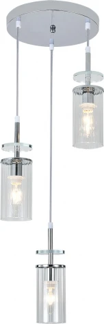 Подвесной светильник Escada Avolto 10191/3 Chrome 3x40Вт E14, металл/стекло, хром (220V, на проводе, круглые)