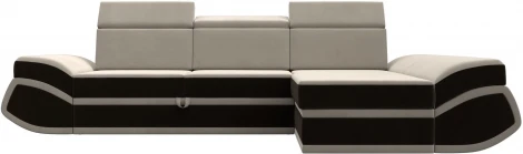 Диван угловой Лига-032 правый угол (Бежевый,Коричневый/Микровельвет) Лига Диванов арт.121650
